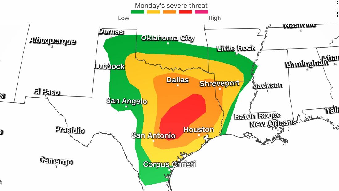 Strong tornadoes could affect major Southern cities 220321124922-weather-severe-storm-outlook-monday-03212022-super-169