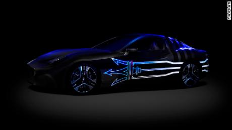 Maserati ha rilasciato dark " teaser"  immagini della sua prossima auto sportiva elettrica.