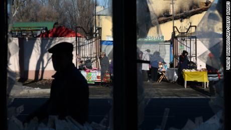 A damaged market in the eastern Ukrainian city of Donetsk in December 2014. 