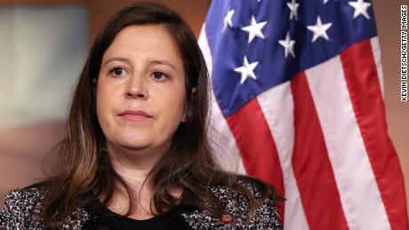 Stefanik attends a press briefing following a House Republican conference meeting at the U.S. Capitol on June 29, 2021 in Washington, DC. 