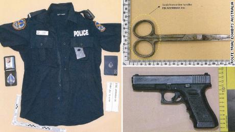 Trial exhibits include the uniform Rolfe was wearing that night, the scissors Walker used against him and Rolfe&#39;s gun.