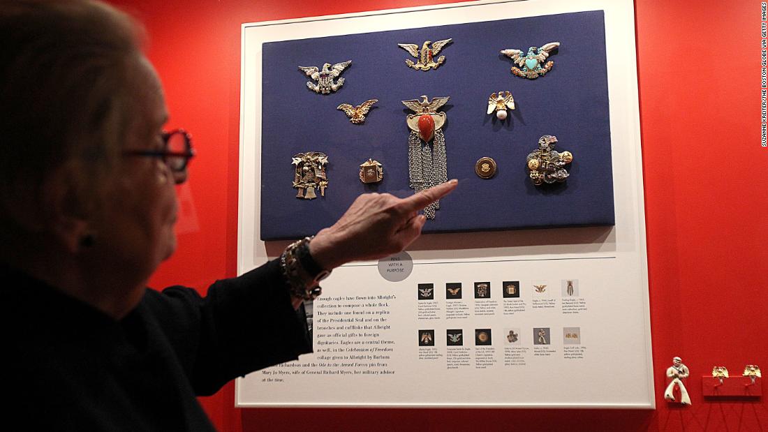 Albright was known for wearing brooches or decorative pins to convey her foreign policy messages. More than 200 of them were part of the &quot;Read My Pins&quot; collection.