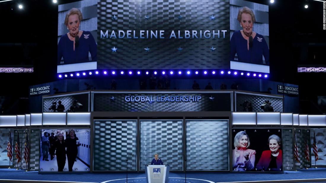 Albright speaks at the Democratic National Convention in 2016.
