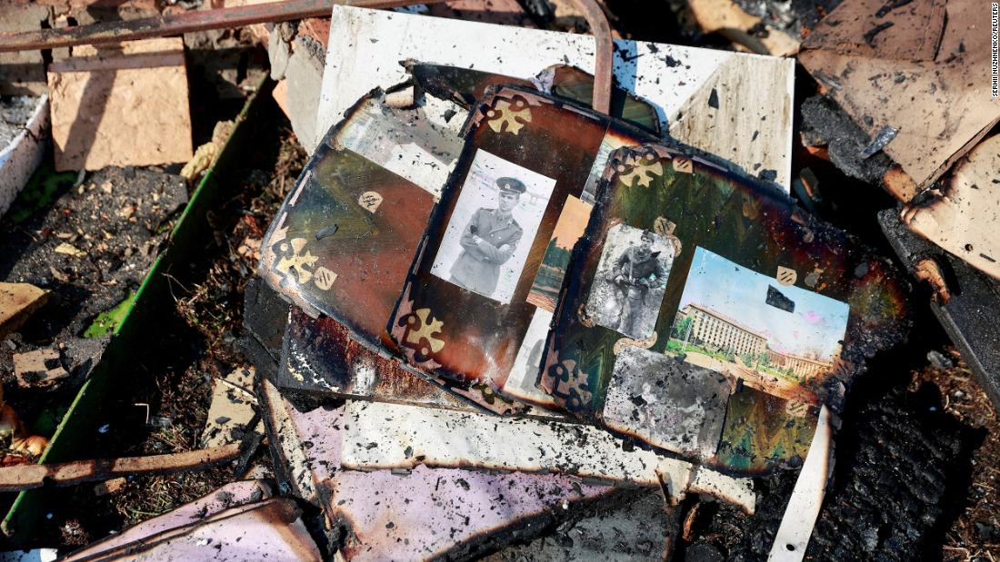Pictures lie amid the rubble of a house in Kyiv on March 23.