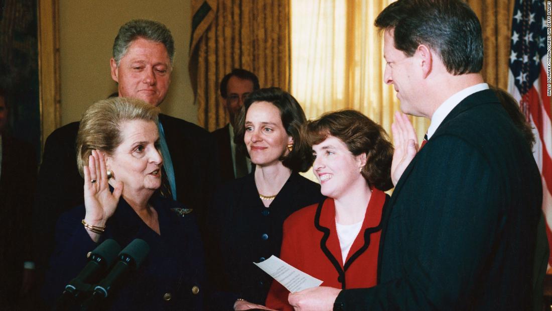 Albright is sworn in as US secretary of state in 1997.