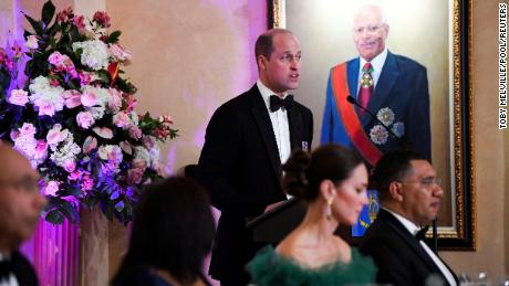 Prince William delivered a speech during a dinner with the Governor-General of Jamaica.