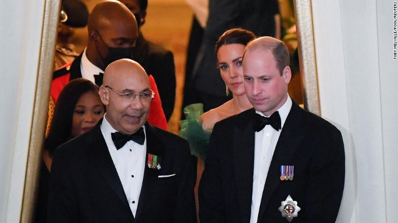 William with Governor General Patrick Allen ahead of his speech at King&#39;s House.