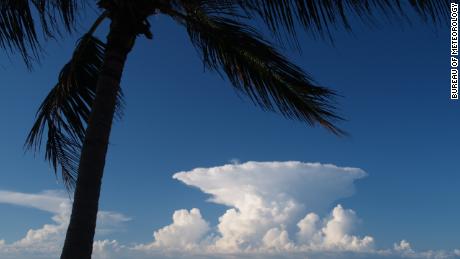 Hector&#39;s towering cumulonimbus cloud top, seen from Darwin, Australia in 2015.
