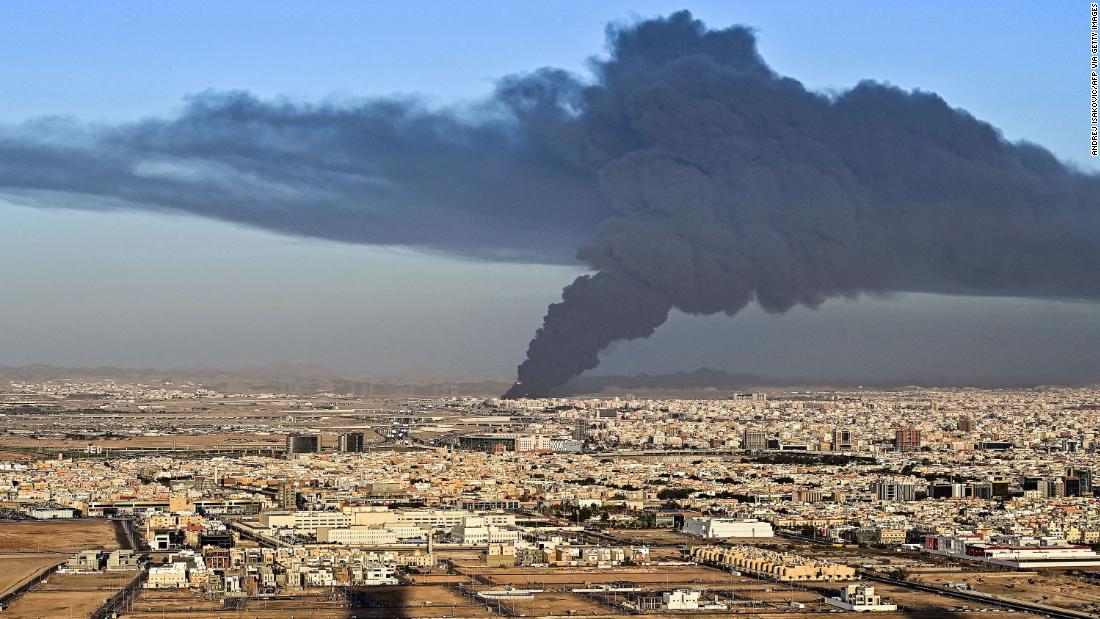 Smoke plume seen after Houthi attack on Saudi oil facility ahead of Formula 1 race weekend
