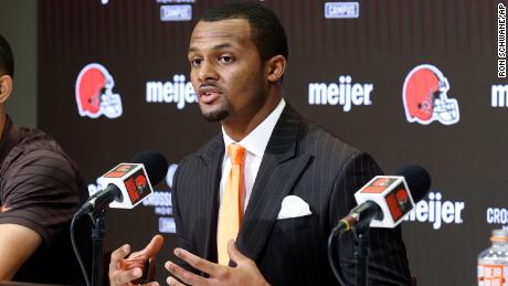 Deshaun Watson tells reporters at introductory news conference in Cleveland: &#39;I&#39;ve never assaulted any woman&#39;