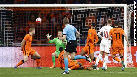 Eriksen scores against the Netherlands.