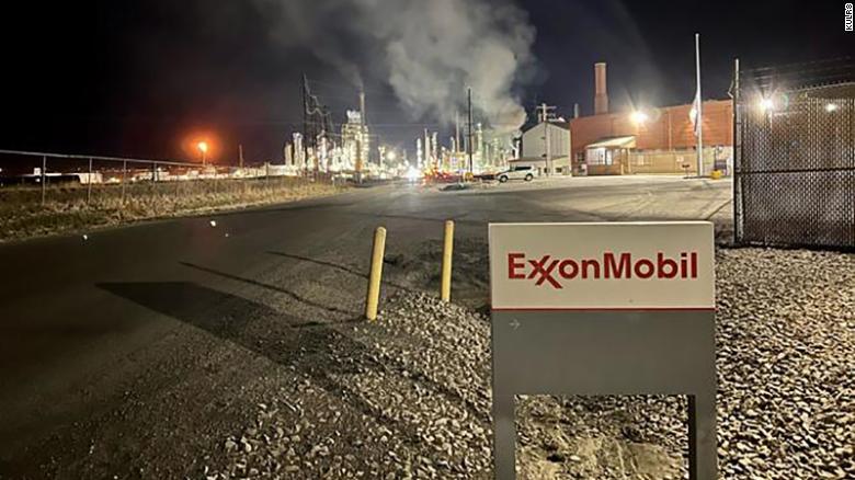 A fire at an Exxon refinery draws firefighters from multiple departments