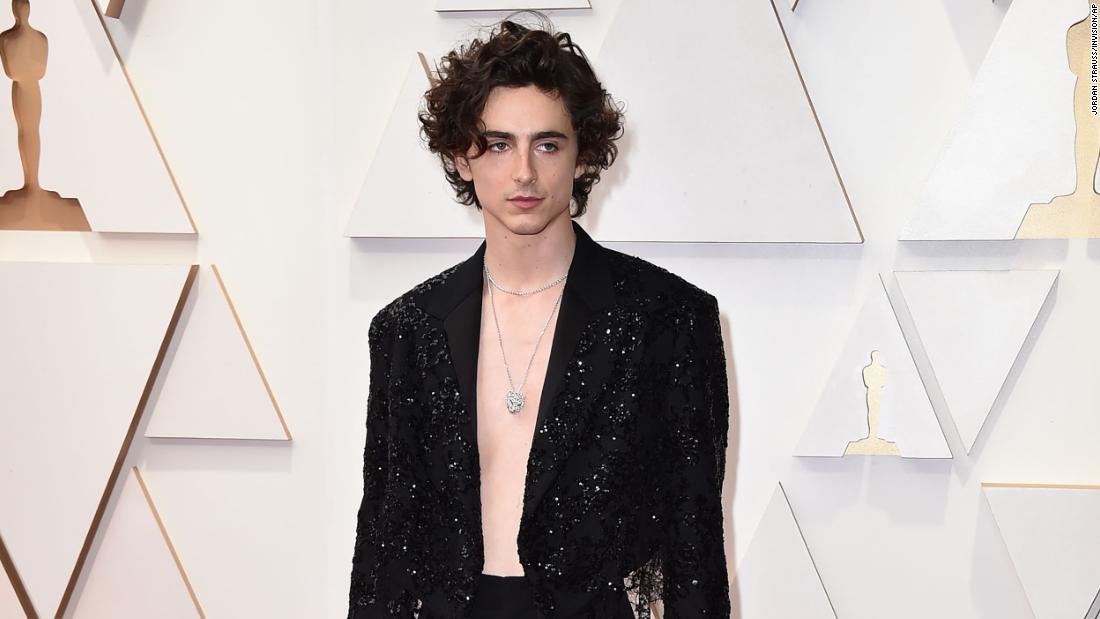 Bare-chested Timothée Chalamet wows Oscars in Louis Vuitton womenswear