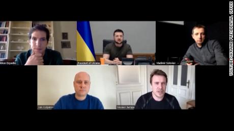 An interview between Ukrainian President Volodymyr Zelensky and a group of independent Russian journalists.