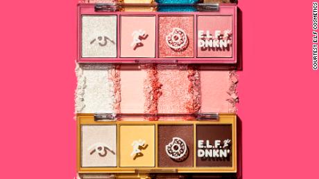 The colors of the eyeshadow palette are inspired by the assortment of Dunkin donuts.