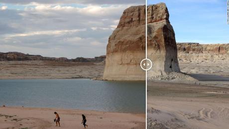 Incredible before and after photos show how dry this critical reservoir is. 