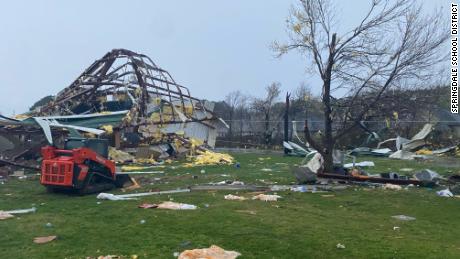 George Elementary School in Springdale, Arkansas, was damaged by a possible tornado.
