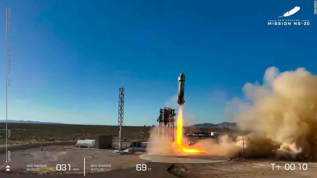 Watch: Blue Origin rocket launches into space with six passengers onboard – CNN Video