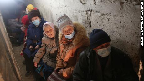 Residents of Severodonetsk in the Luhansk region wait hidden in their basement during heavy shelling by Russian forces and Russian-backed separatists February 28, 2022.