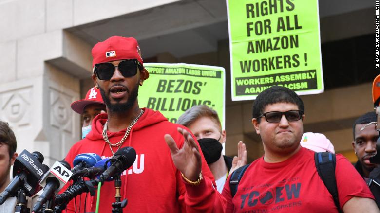 Amazon workers celebrate first labor union