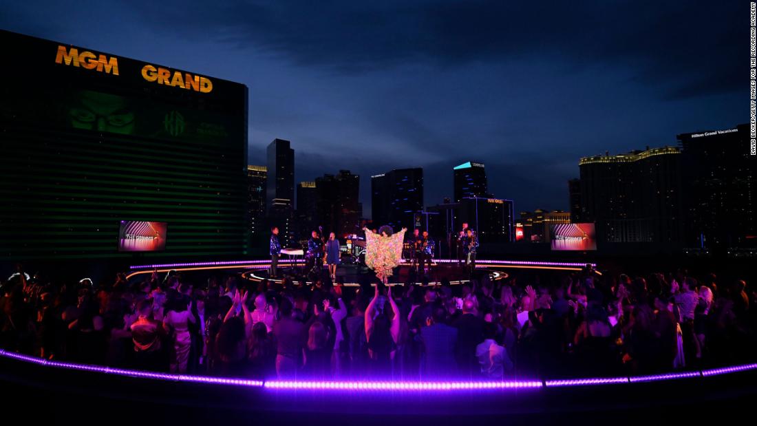 Aymée Nuviola performs &quot;La Gota Fria&quot; on a rooftop stage in Las Vegas.