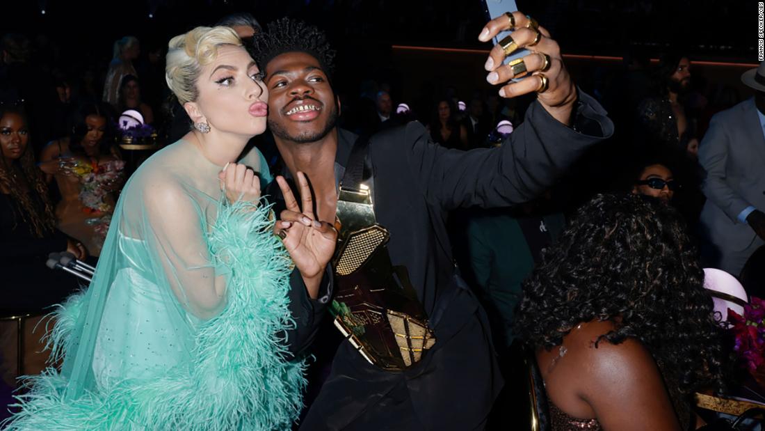 Lil Nas X takes a selfie with Lady Gaga.