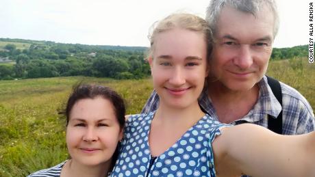 Alla Renska, pictured here with her parents in Ukraine.