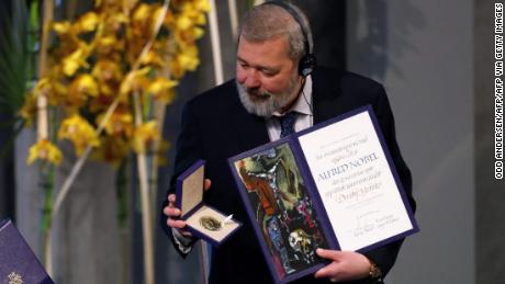 Muratov accepted the peace prize at the award ceremony in Oslo, December 10, 2021.