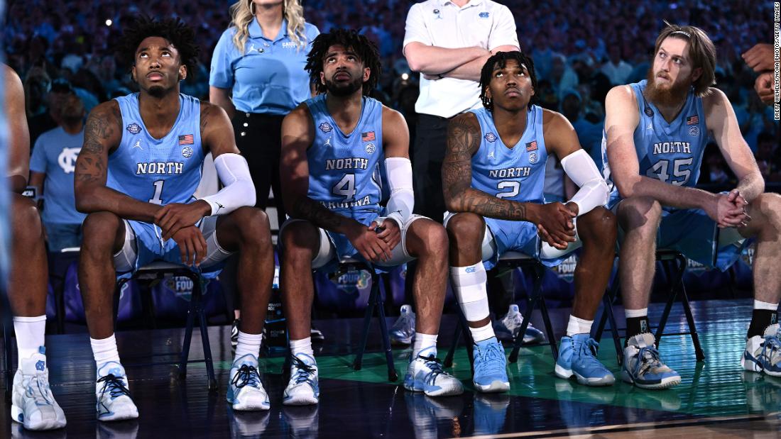 Four North Carolina starters — from left, Black, Davis, Love and Manek — wait to be introduced to the crowd.