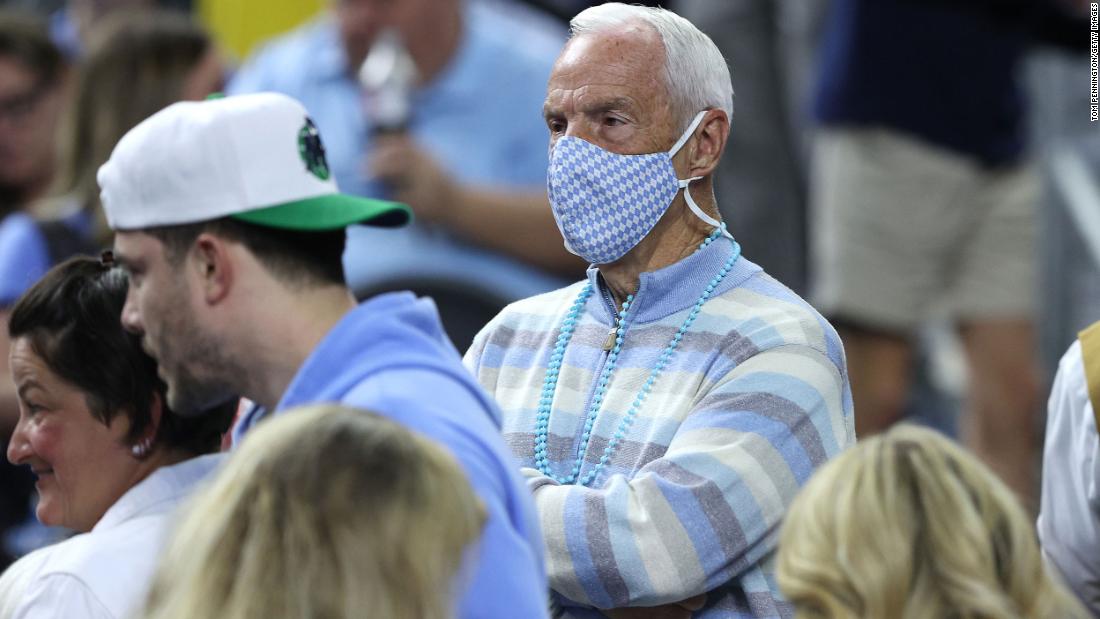 Former North Carolina and Kansas head coach Roy Williams attends the game. Williams retired as the Tar Heels&#39; head coach after last season. He coached Kansas from 1988-2003.