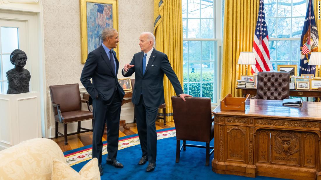 &quot;It&#39;s an honor to welcome my friend President @BarackObama back to the White House,&quot; Biden said in an &lt;a href=&quot;https://www.instagram.com/p/Cb-mUEPt2WB/&quot; target=&quot;_blank&quot;&gt;Instagram post&lt;/a&gt; that showed the two men in the Oval Office on Monday. 