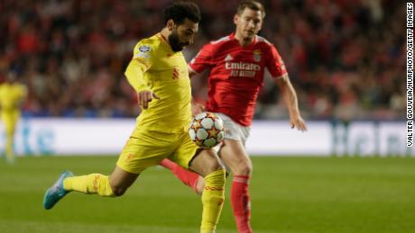 Salah again failed to find the net in Liverpool&#39;s Champions League quarterfinal first leg against Benfica on Tuesday.