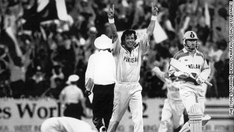 Imran Khan in the 92 World Cup, on March 27, 1992.