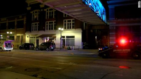 Police respond to the scene of a nightclub shooting in Cedar Rapids, Iowa, early Sunday.