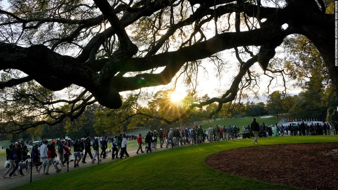 Fans — or patrons, as they&#39;re referred to at Augusta National Golf Club — leave the course on Saturday.