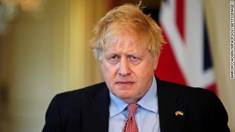 British Prime Minister Boris Johnson in Downing Street on April 7, 2022.