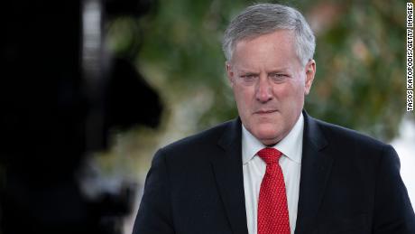 WASHINGTON, DC - OCTOBER 21: White House Chief of Staff Mark Meadows talks to reporters at the White House on October 21, 2020 in Washington, DC.