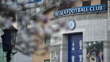 Chelsea&#39;s stadium Stamford Bridge is seen through trees in London.