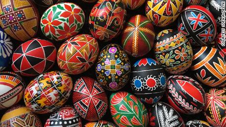 Ukrainian Easter Eggs from the exhibition &quot;The Pysanka: A Symbol Of Hope,&quot; at the Ukrainian Institute of America in New York.