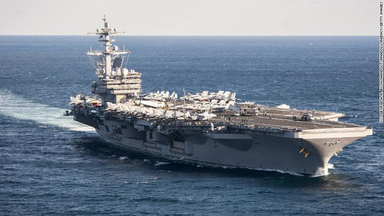 The USS George Washington is seen during its mission in the eastern Mediterranean Sea on February 5, 2017.