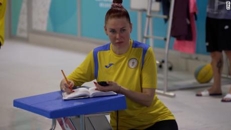 Coach Iryna Paveleva trains with a Ukrainian swim team of young disabled athletes in Istanbul. 