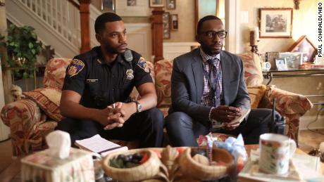 Jamie Hector (right) as detective Sean M. Suiter in 'We Own This City.'