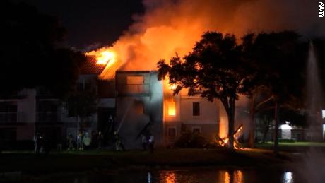 An early morning fire ripped through an apartment complex Saturday in Orange County, Florida.