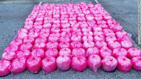 The 1,761 pounds of methamphetamine were packaged in strawberry-colored bags.
