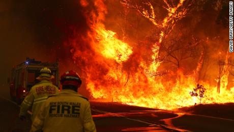 A bushfire burns near the town of Bilpin, Australia, on December 19, 2019 during the Black Summer fires.