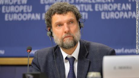 Turkish philanthropist Osman Kavala is seen at a news conference in Belgium in December 2014.