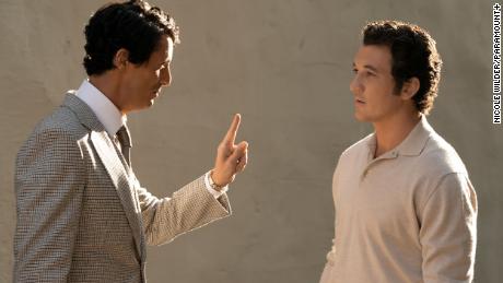 Matthew Gowde as Robert Evans and Miles Taylor as Albert S. Rudy in The Offer.