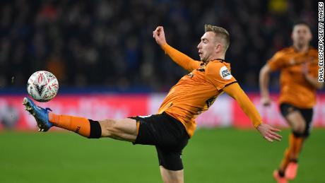 Bowen stretches to control the ball during the FA Cup fourth round soccer match between Hull City and Chelsea at KCOM Stadium in Kingston upon Hull on January 25, 2020.
