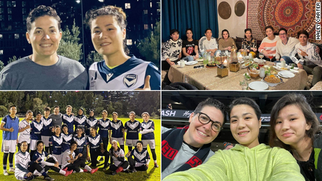 Haley Carter (left in top left image), helped the Afghan women fotoballers escape from the Taliban by the American. In April 2016, Carter had joined the Afghanistan National Women's team as an assistant coach.