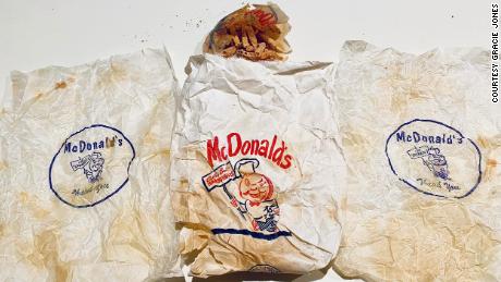 Rob and Gracie Jones found two hamburger wrappers and a half-eaten order of fries in a McDonald&#39;s bag behind their bathroom wall.